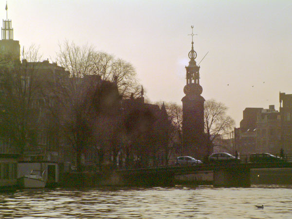 Munttoren,Mint Tower,Amsterdam,Canal,Sky,Sunset